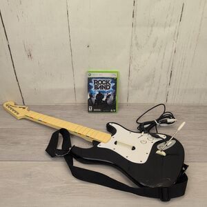 Xbox 360 Rock Band 822152 Harmonix Fender Stratocaster Wired Guitar W/ Game